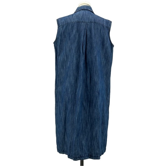 Eskandar Sleeveless Chambray Shirt Dress Front Patch Pockets Size 0 = US 4/6 - Picture 2 of 5